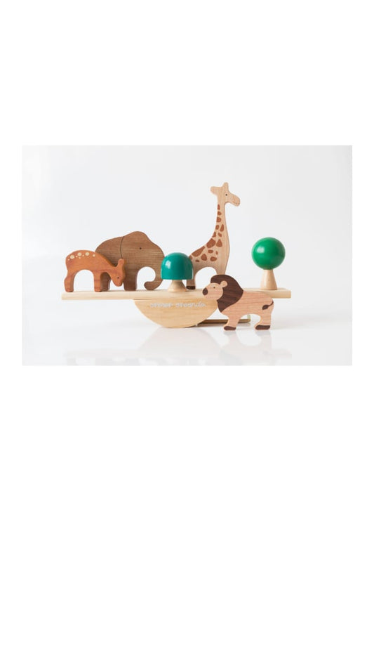 Balancín de Madera con Figuras Apilables Selva
